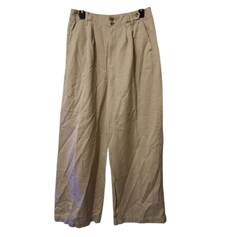 Madewell Harlow Wide Leg Trouser Twill Cream Women Size8 Pleated High Rise Pants